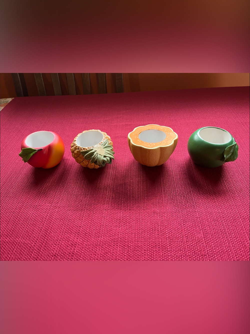 PartyLite Fruit-Shaped Ceramic Tealight Holders - Set of 4